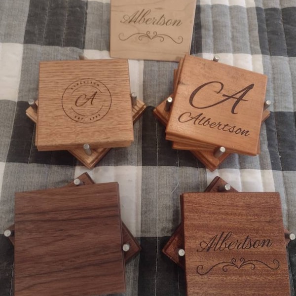 Custom engraved wooden coasters. Personalized wooden coasters. Gift for couples, wedding, anniversary, birthday, family reunion's. Unique