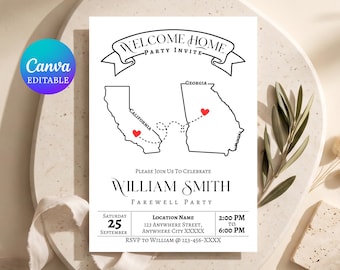 Custom Map Welcome Home Party Invitation (Digital Download)