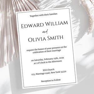 Editable Minimalist Wedding Invitation Template: Modern Printable Invite (Digital Download)