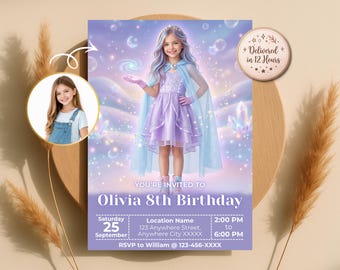 Fairy Birthday Invitation, Turn Your Child into Magical Fairy, Pastel Invite, Digital Download