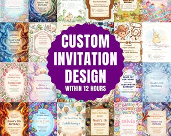 Custom Invitation, Made to Order, Personalized Digital Birthday Invitation, Canva Editable