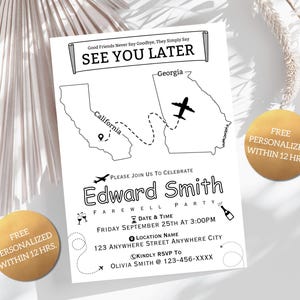 Going Away Abschied Party Einladung Card Template | Umzug Abschied Einladung | Verabschiedung Einladen | Bis Später Einladen | Bearbeitbar Evite