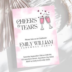 Cheers Tears Going Away Farewell Party Invitation Card Template | Moving Away Farewell Evite | Goodbye Evite, See You later Evite | Editable