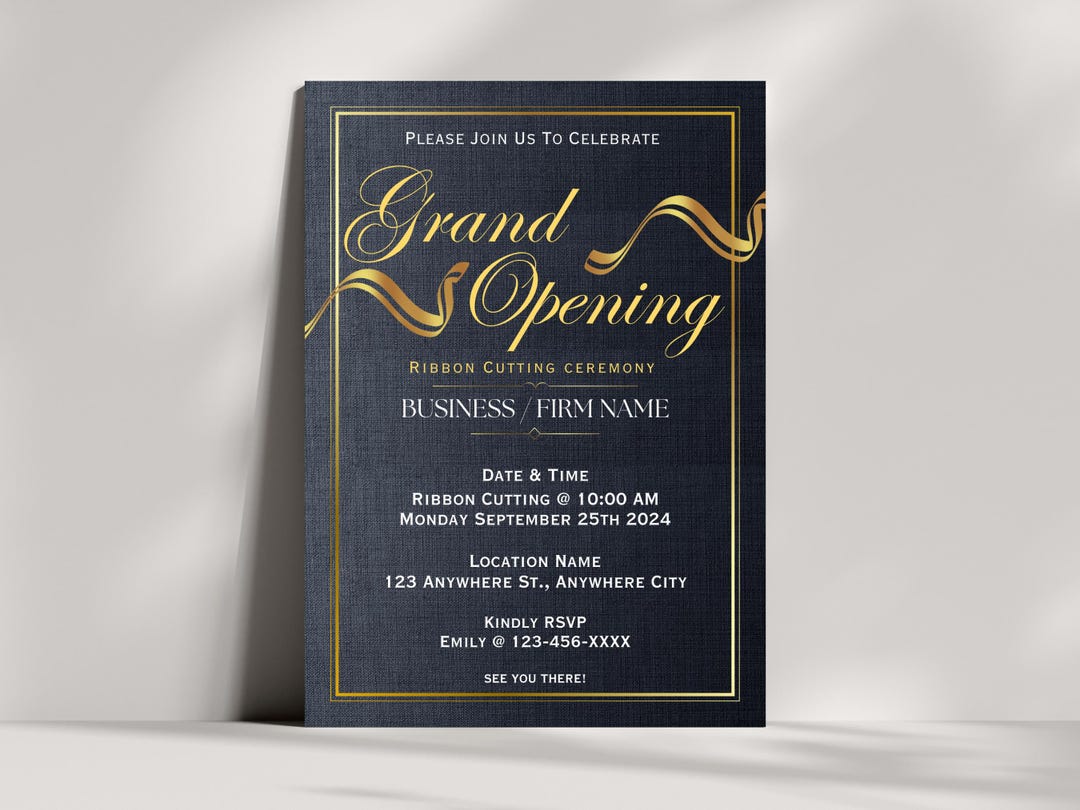 Editable Grand Opening Party Invite Card Template: Company, Business ...