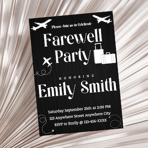Editable Airplane Farewell Party Invitation Template (Digital Download)
