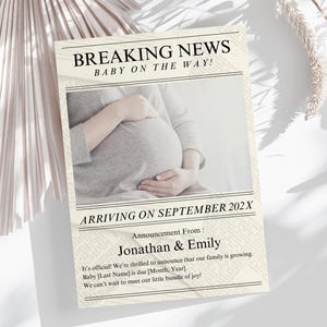 Modèle de carte d'invitation modifiable pour faire-part de grossesse | Faire-part de naissance à son mari | Carte de grossesse échographique | Imprimable