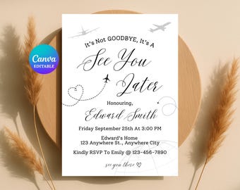 Farewell Invitation, Editable Template, Going Away Moving Party Invite Card, See You later, Digital