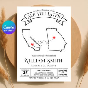 Abschiedseinladung, bearbeitbare Vorlage, personalisierte Karte DIY Thema Party einladen Karte, bedruckbar, digital