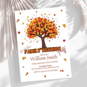 Tree Theme Family Reunion Invitation Template (Editable Printable)