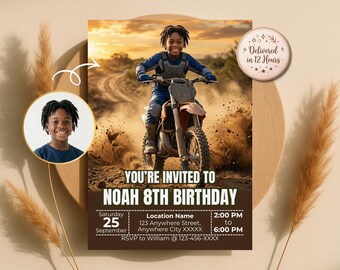 Turn Your Kid into Dirt Bike Rider Invitation, Custom Birthday Invite, Racing Theme, Digital
