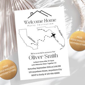 Uitnodigingskaartsjabloon Welcome Home-feestkaartthema | Welkom thuisuitnodiging | Bewerkbare uitnodiging | Afdrukbare uitnodiging | Mobiele uitnodiging