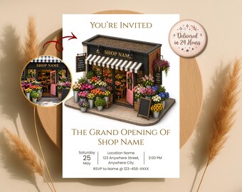 Invitación personalizada en 3D isométrica para escaparate, boceto en miniatura de tienda en 3D a partir de una foto, invitación de lanzamiento, digital.