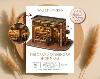 Invitación personalizada en 3D isométrica para escaparate, boceto en miniatura de tienda en 3D a partir de una foto, invitación de lanzamiento, digital.