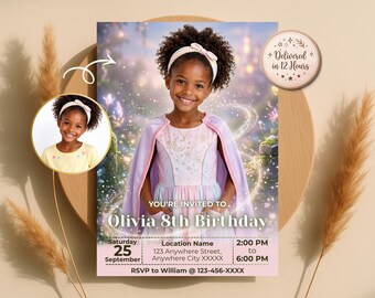 Fairy Birthday Invitation, Turn Your Child into Magical Fairy, Pastel Invite, Digital Download