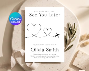 Not Goodbye Just See You Later Invitation | Farewell Party Invite | Minimalist Goodbye | Editable Template