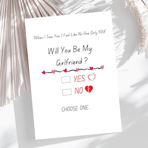 Plantilla de invitación para propuesta de novia / Tarjeta "¿Quieres ser mi novia?" / Tarjeta romántica / Tarjeta de amor / Tarjeta de San Valentín / Tarjeta editable