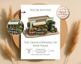 Invitación personalizada en 3D isométrica para escaparate, boceto en miniatura de tienda en 3D a partir de una foto, invitación de lanzamiento, digital.