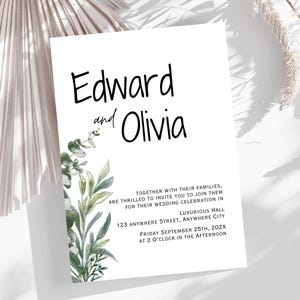 Minimalist Wedding Invitation Template: Modern Printable Invite (Digital Download)