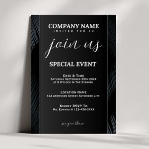 Plantilla de tarjeta de invitación para fiesta de evento especial empresarial / Tarjeta de invitación para cualquier evento de la empresa / Invitación corporativa / Invitación editable e imprimible