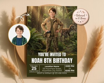 Dinosaur Birthday Invitation, Turn Your Kid into Dino Explorer, Personalized Invite, Digital Download