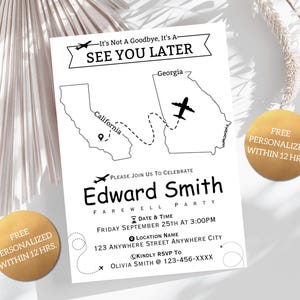 Going Away Abschied Party Einladung Card Template | Umzug Abschied Einladung | Verabschiedung Einladen | Bis Später Einladen | Bearbeitbar Evite