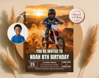Turn Your Kid into Dirt Bike Rider Invitation, Custom Birthday Invite, Racing Theme, Digital
