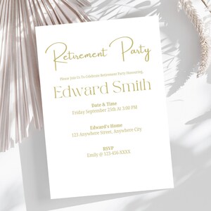 Modern Retirement Party Invitation Template (Editable Printable)