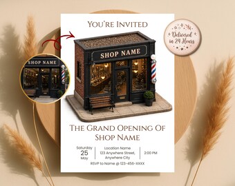 Invitación personalizada en 3D isométrica para escaparate, boceto en miniatura de tienda en 3D a partir de una foto, invitación de lanzamiento, digital.