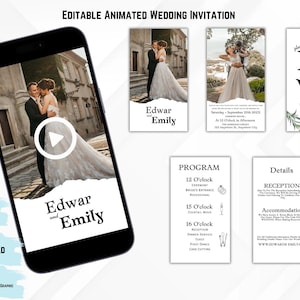 Editable Animated Wedding Video Invitation Template (Digital Download)