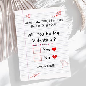 Plantilla de tarjeta de propuesta de San Valentín / Tarjeta "¿Quieres ser mi Valentín?" / Tarjeta de propuesta romántica / Tarjeta de amor / Tarjeta de propuesta editable e imprimible