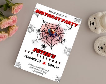 Editable Birthday Invitation Templates | Spiderman Invitation | Spiderman Print | Digital Prints | Printable Invitation | Canva Templates