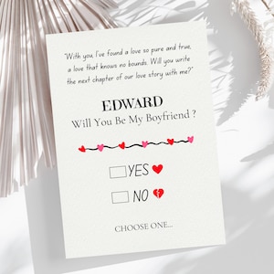 Plantilla de tarjeta de invitación para propuesta de novio / Tarjeta "¿Quieres ser mi novio?" / Tarjeta romántica / Tarjeta de amor / Tarjeta de propuesta editable e imprimible