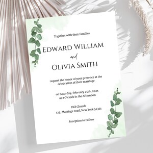 Editable Minimalist Wedding Invitation Template: Modern Printable Invite (5x7) (Digital Download)