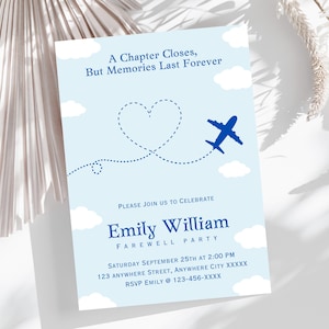 Sky Aeroplane Farewell Party Invitation Template (Editable)