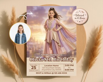 Turn Your Kid into Superhero, Custom Birthday Invitation Girl, Superpower Party, Personalized Digital Invite