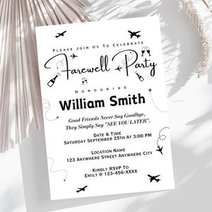 Editable Farewell Party Invitation Template (5x7 Inches)