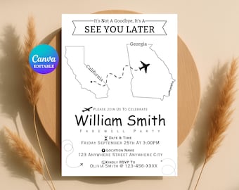 Editable Farewell Party Invitation, Moving Away Invite, Goodbye Party Template, Bon Voyage, Digital Download
