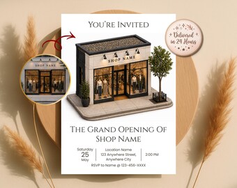 Custom 3D Isometric Storefront Invitation, Miniature 3D Shop Sketch from Photo, Launch Invite, Digital