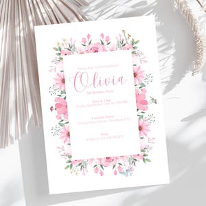 Flower Birthday Party Invitation Card Template | Floral Birthday Party Invite | Birthday invite | Mobile Invite Card | Editable Printable
