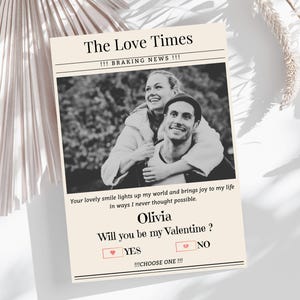 Modelo de convite para proposta de dia dos namorados | Cartão de proposta de dia dos namorados de jornal | Cartão romântico de amor | Cartão de convite de namorado e namorada