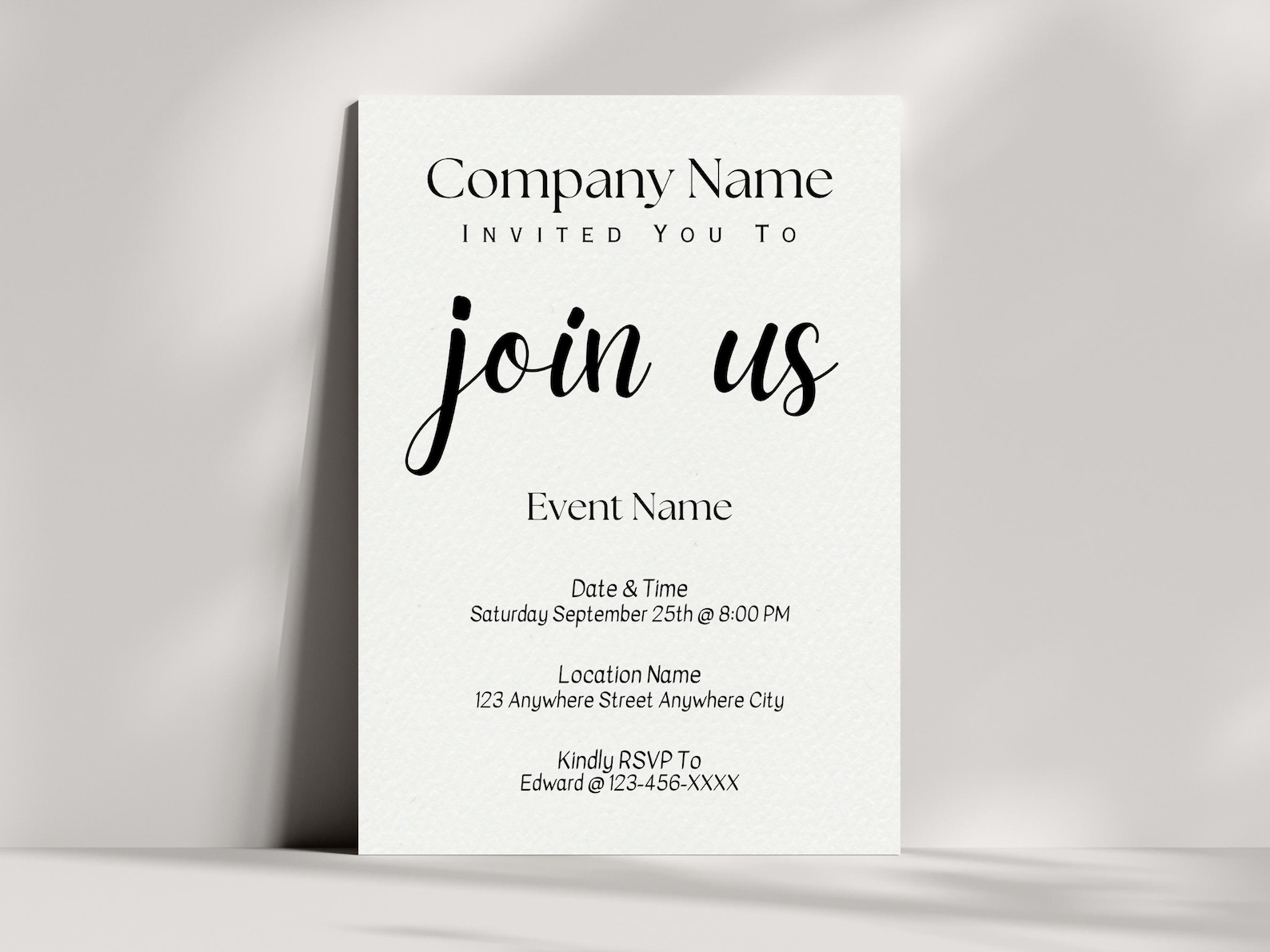 Editable Business Company Corporate Special Event Party Invitation Card ...