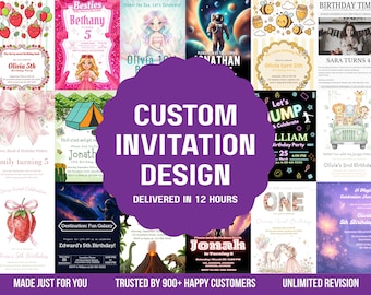 カスタム招待状、オーダーメイド、パーソナライズされたデジタル誕生日招待状、Canvaで編集可能