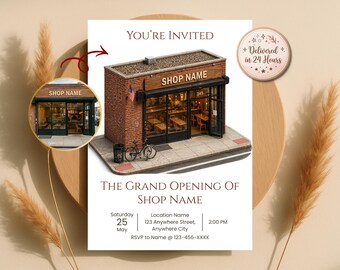 Invitación personalizada en 3D isométrica para escaparate, boceto en miniatura de tienda en 3D a partir de una foto, invitación de lanzamiento, digital.