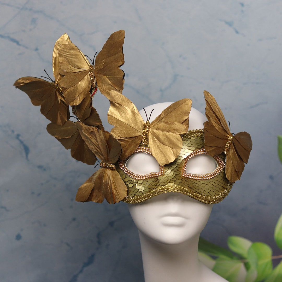 Gold Butterfly Masquerade Mask Butterfly Prom Mask Etsy