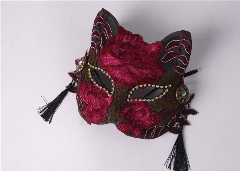 Ruby Red Fox Masquerade Mask Fox Prom Mask Halloween Party Etsy