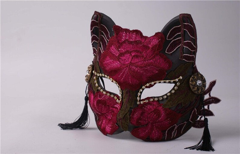 Ruby Red Fox Masquerade Mask Fox Prom Mask Halloween Party Etsy