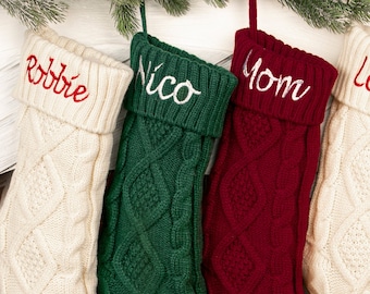 Personalized Christmas Stockings,Embroidered Christmas Stocking,Christmas Gift,Knitted Christmas Stockings,Monogram Family Stockings