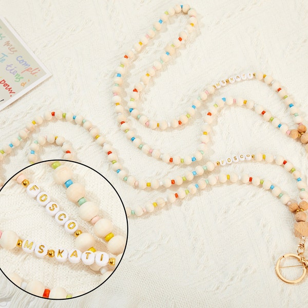 Rainbow Bead Lanyard Etsy