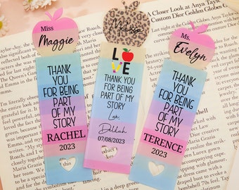 Teacher Bookmark Personalized End of year Teacher Gift Back to School Gift Teacher appreciation Reading Gift Thank you Teacher Gift for her