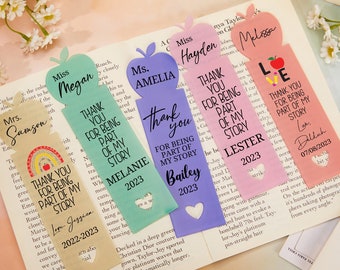 Personalized Teacher Bookmark Personalized Teacher Gift Thank You For Being Part Of My Story Thank You Teacher Gift Appreciation Gift